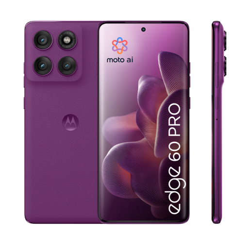 Slika Motorola mobitel edge 60 pro 8/256GB PANTONE Sparkling Grape(Purple) + POKLON Moto buds + Motorola TurboPower 68W Charger + Moto Tag + Tag accessories