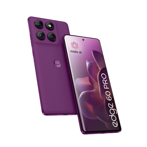 Slika Motorola mobitel edge 60 pro 8/256GB PANTONE Sparkling Grape(Purple) + POKLON Moto buds + Motorola TurboPower 68W Charger + Moto Tag + Tag accessories