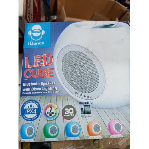 Slika Vodootporan zvučnik iDanceIPX4, Bluetooth, disco LED, 30W, bat LED CUBE LC-100