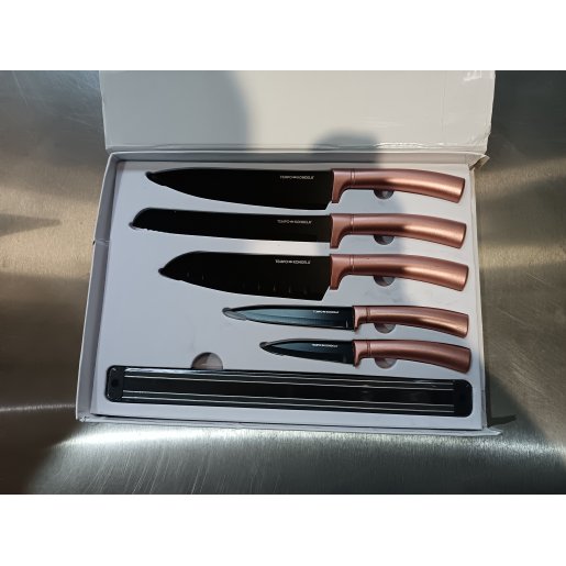 Slika Set noževa s magnetnim držačem 6 kom., rose gold, LONAN