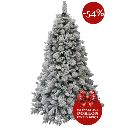 Prikažite detalje za Umjetni bor 3D Snježna jela s češerima i bobicama 180 cm + POKLON Picture alt